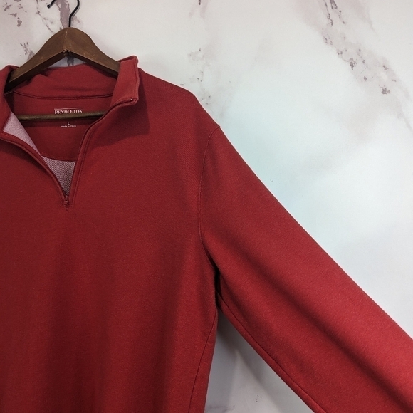 Pendleton Quarter Zip Shirt Mens Large Red Pullover Heavyweight 1/4 - Picture 11 of 12